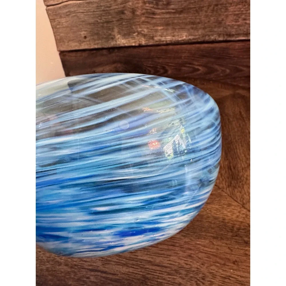 Kosta Boda Contrast Blue Swirl Glass Bowl Anna Ehrner Sweden 7.25